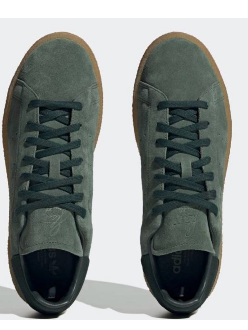 Adidas Mens Stan Smith Adidas Green Suede Sneakers with Gum Sole